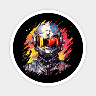 Man With Helmet Video Game Character Futuristic Warrior Portrait  Abstract Magnet